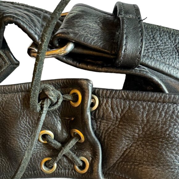 IK Leather Black Leather Chaps Size Large - Picture 7 of 7